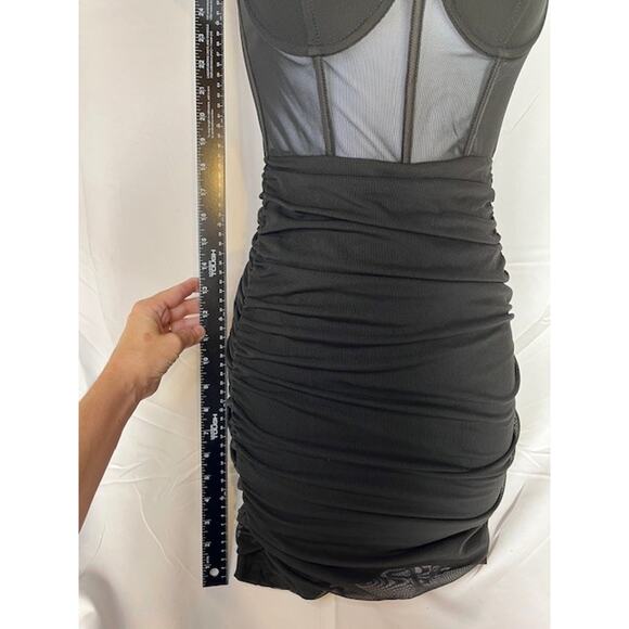 NEW White Fox Corset Dress Size XS Mesh Ruched Mini Black,Party, Club NWT - Picture 6 of 8